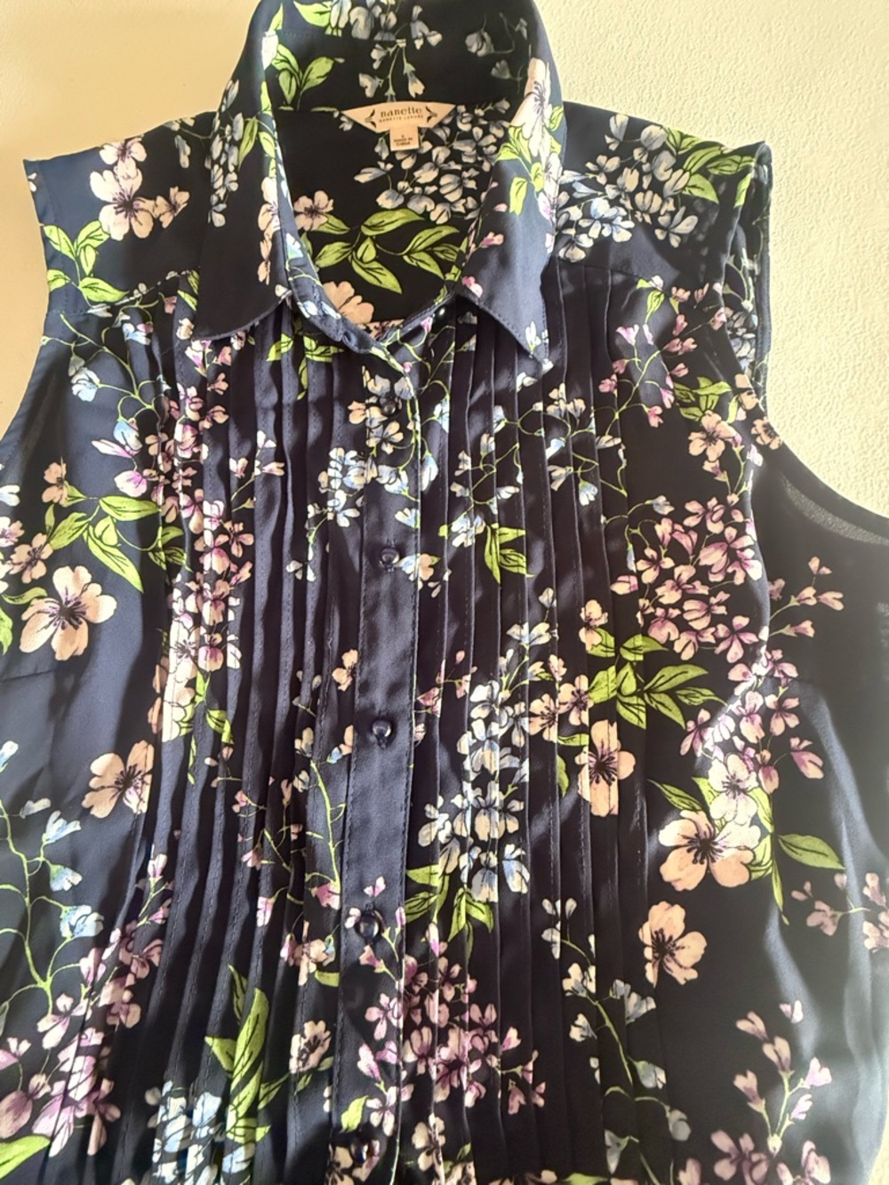 Nanette lepore beautiful Sleeveless Navy Floral Tie-Waist Dress size 6 - Picture 7 of 8